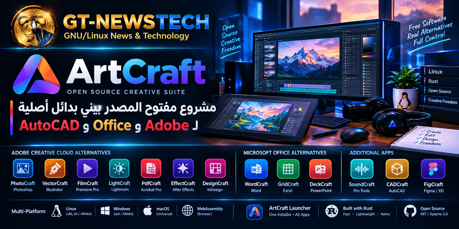 ArtCraft: مشروع مفتوح المصدر يبني بدائل أصلية لـ Adobe و Office و AutoCAD