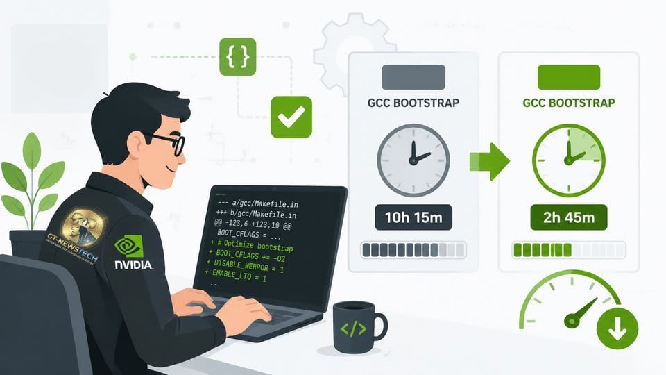 مهندس NVIDIA يقترح تعديلاً يخفض وقت بناء GCC بنسبة 15% عبر تخزين نتائج Configure مؤقتاً