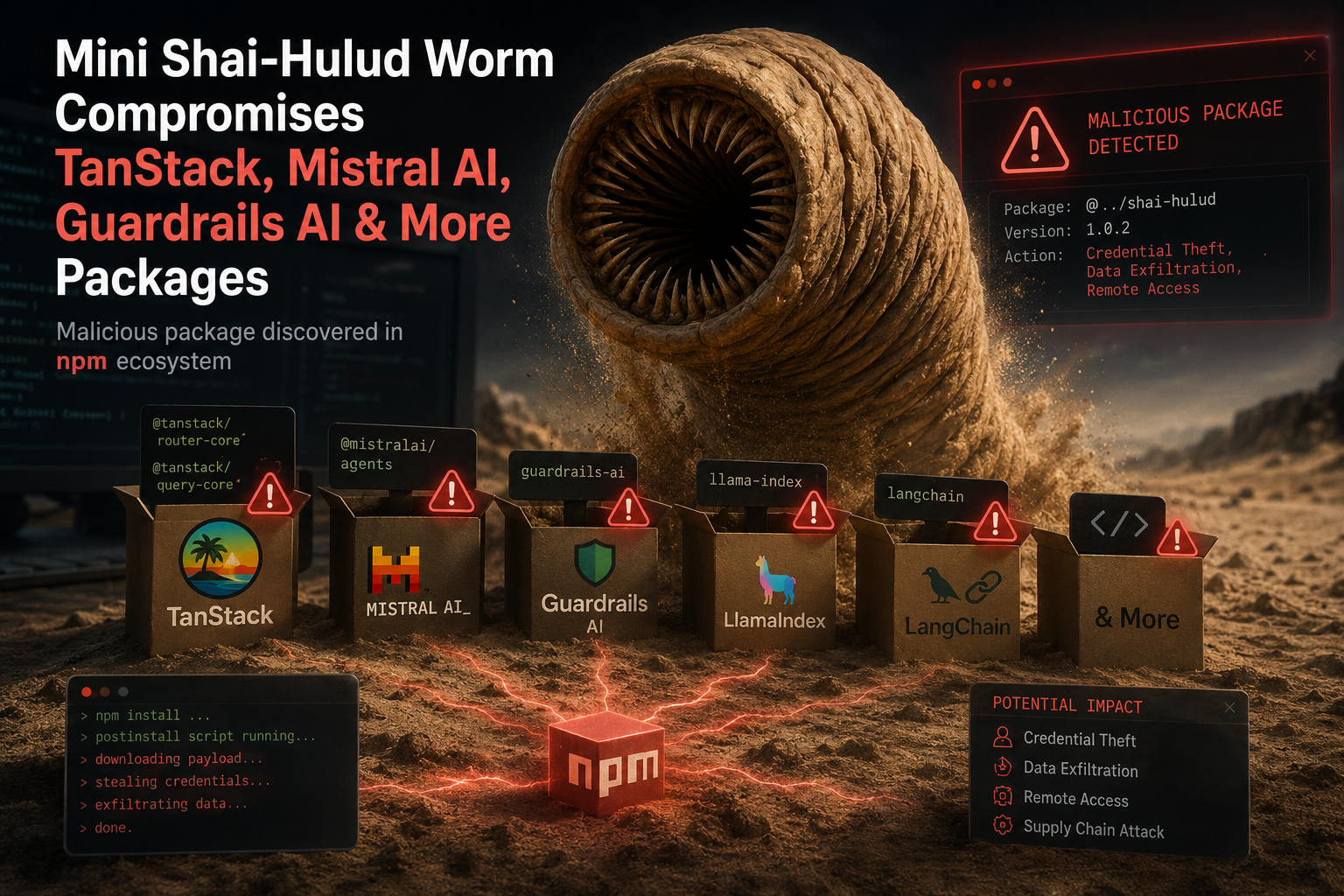 دودة Mini Shai-Hulud: هجوم سلسلة توريد يطال TanStack وMistral AI و169 حزمة برمجية
