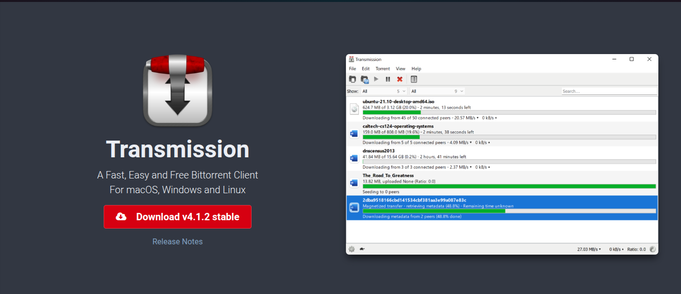 Transmission 4.1.2: إصدار جديد من عميل التورنت مفتوح المصدر يركز على إصلاح الأخطاء وتحسين الاستقرار