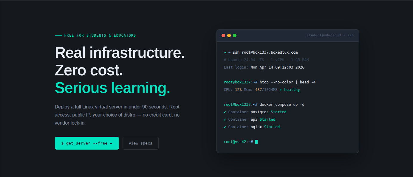 BoxedTux: Free Linux VPS for Students and Educators, Community-Supported
