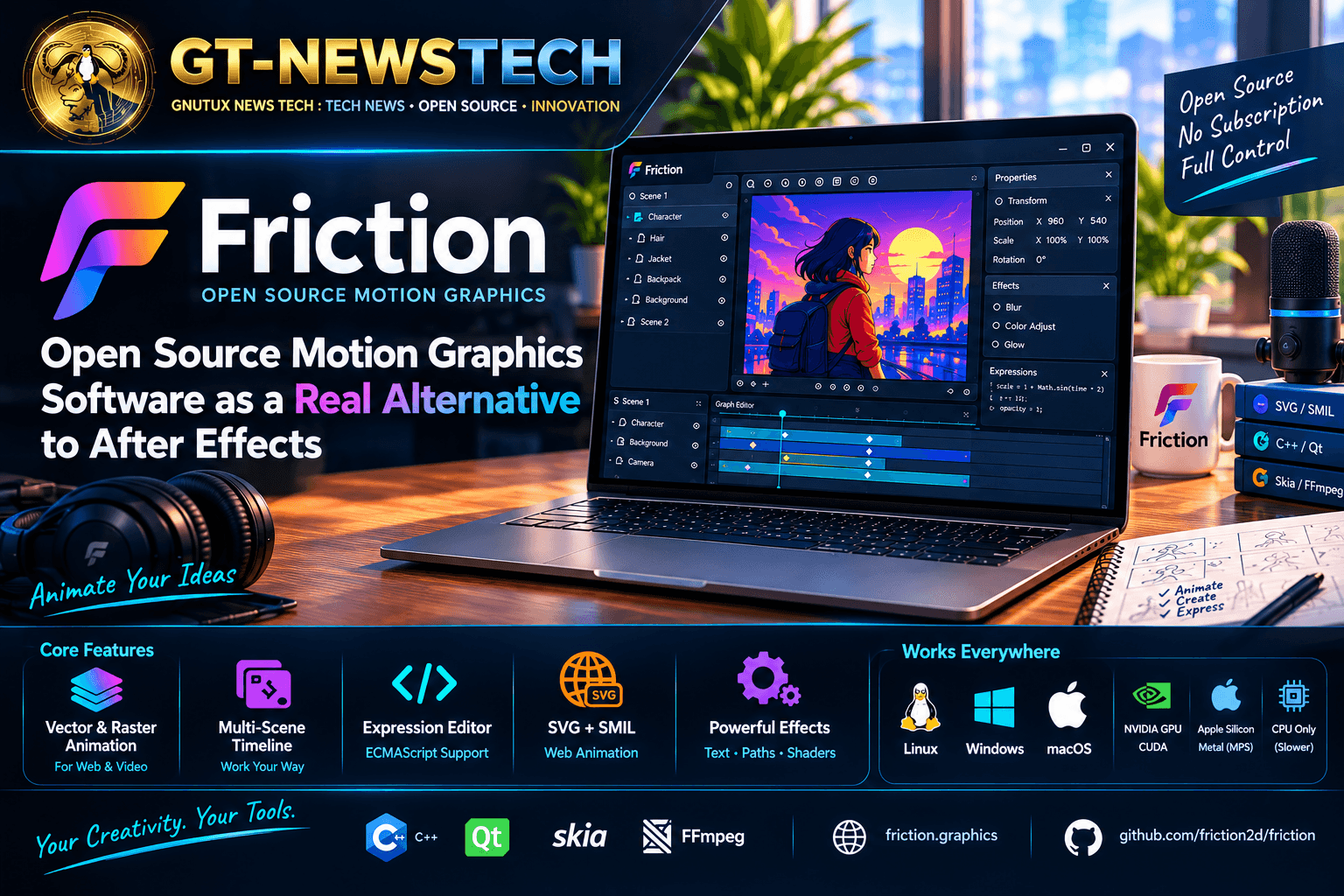 Friction: An Open Source Motion Graphics Application Offering a Real Alternative to After Effects