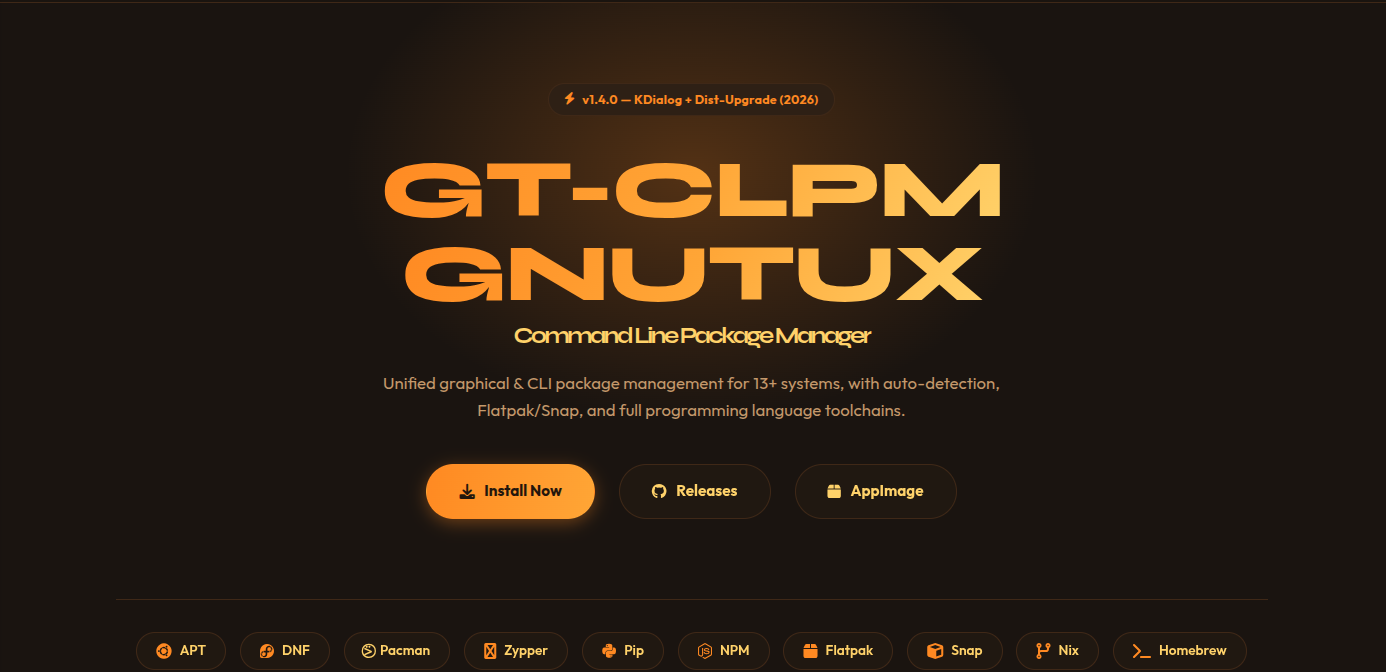 GT-CLPM 1.4.0: Universal Package Manager for Linux with Unified GUI for 13+ Managers