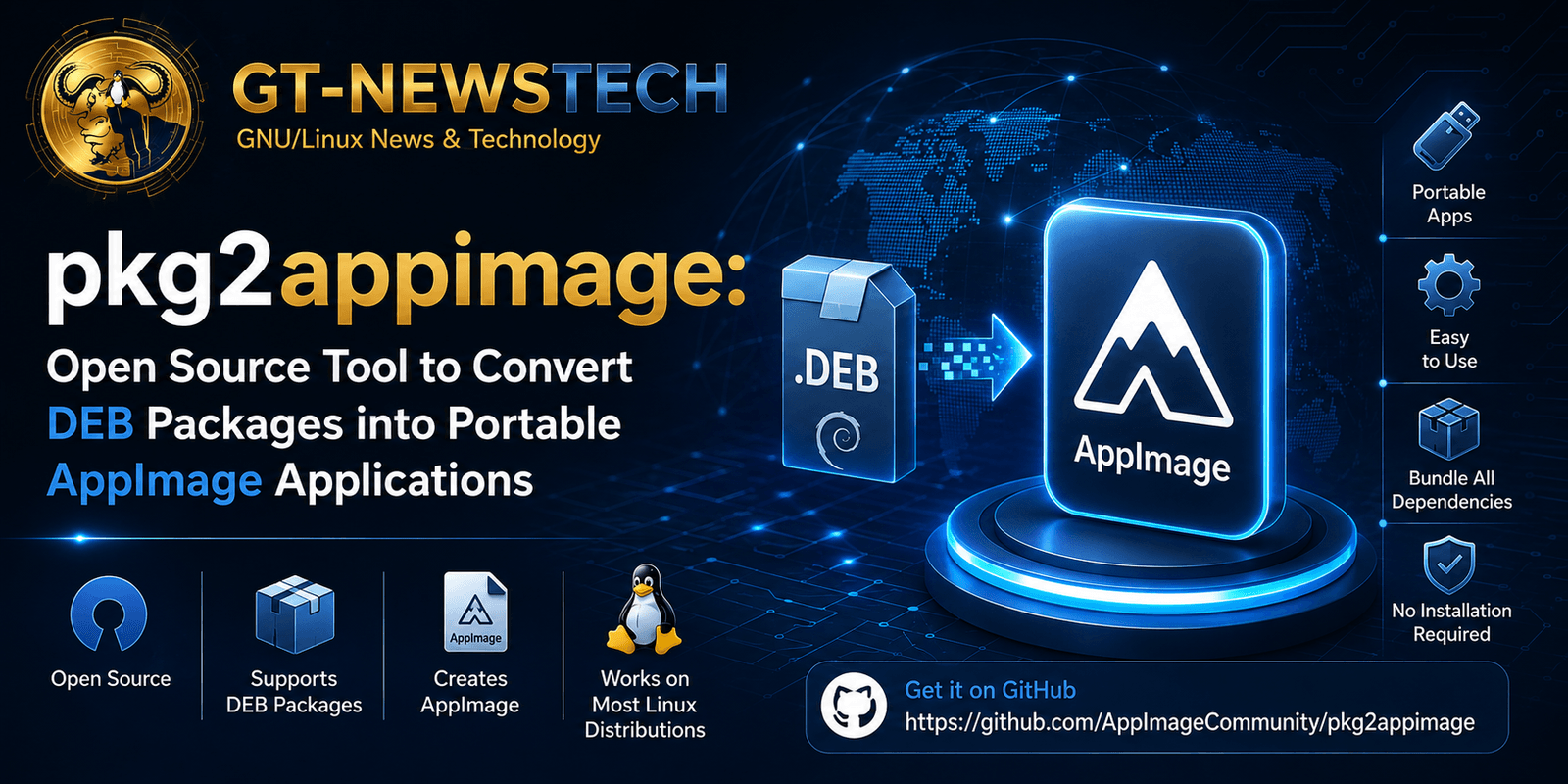 pkg2appimage: An Open Source Tool to Convert DEB Packages into Portable AppImages