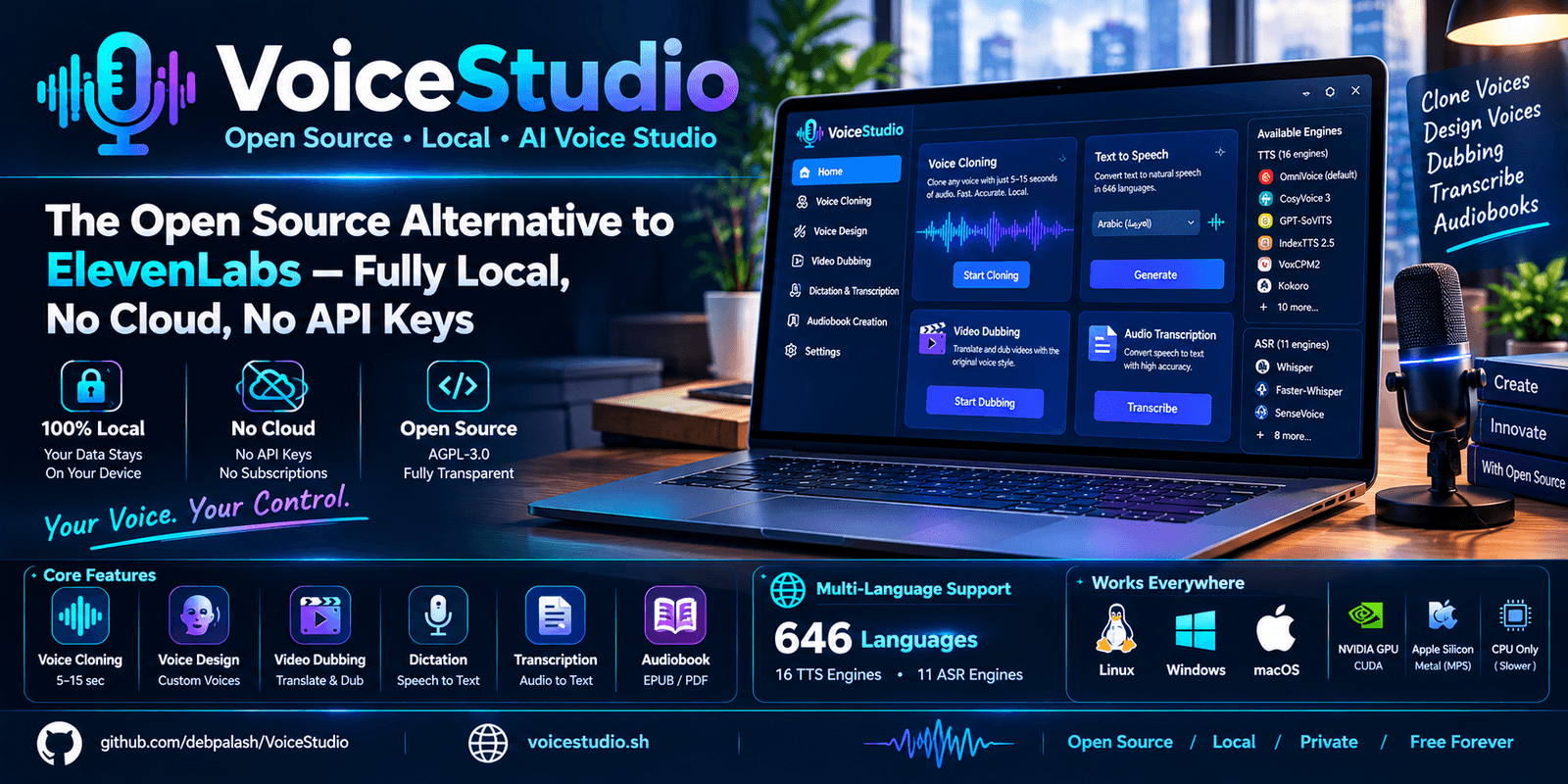 VoiceStudio: The Fully Local, Open Source Alternative to ElevenLabs for Voice Generation